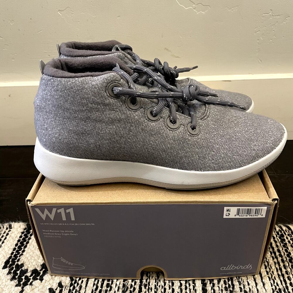Allbirds Wool Runner-Up Mizzle Medium Gray Sneakers Shoes Women's 11 - Picture 3 of 4